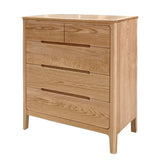 Mid-Century Wooden Chest – Elegant 5-Drawer Storage Dresser with Smooth Oak Grain Finish & Timeless Design