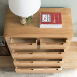 Stylish Mid-Century 5-Drawer Dresser – Oak Wood Storage Chest for Bedroom & Living Room Decor