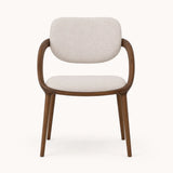 Florence mid-century dining chair with cream linen upholstery, front view