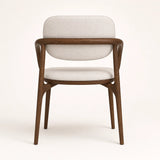 Florence mid-century dining chair with cream upholstered back, rear view