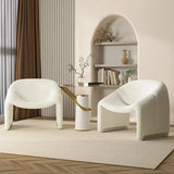 Set of Avalon Boucle Armchairs – modern UK accent armchairs in cream bouclé beside a glass table; stylish living-room seating for contemporary homes.
