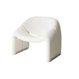 Avalon Boucle Armchair – modern white bouclé accent armchair UK, sculpted curved seat, cosy upholstered lounge chair for contemporary living rooms