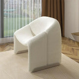 Avalon Boucle Armchair in cream – contemporary UK armchair with curved back and sled base; cosy upholstered lounge chair for a modern living room.