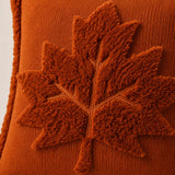 Burnt orange Halloween cushion with raised maple leaf texture, ideal as a cushion for sofa or bedroom styling