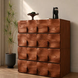 Designer sculptural wooden storage cabinet with wave drawers for modern mid-century interiors UK