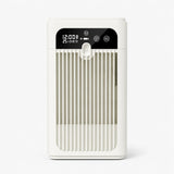Front view of  portable mini air cooler fan with touch display and vertical grille
