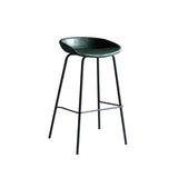 Hackney Industrial Leather Bar Stool in forest green, offering a pop of color while maintaining an industrial, contemporary design.