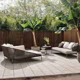 Brightly Home Haven Woven Patio Daybed and Waterproof Outdoor Sofa Set in modern garden setting, perfect for stylish summer lounging in the UK