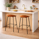 Modern bar stool UK with curved leather seat and minimalist frame