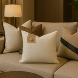 Brightly Home luxury cushion cover styled in a modern living room sofa — best luxury cushions for sofa and bedroom décor.

