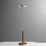 Mid-Century Walnut Wood & Brass Lamp