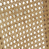 Close-up of the intricate natural rattan weaving on the Qiemn Medieval Rattan Armchair, showcasing the detailed craftsmanship and breathable design.