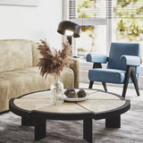 Qeinn Rattan Around Solid Oak Coffee Table