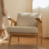 White Bouclé Curved Armchair_close_up_detail