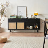 Qienn Rattan 180cm Black TV Unit