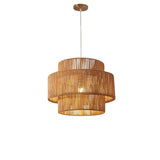 Qienn Rattan Double Drum Pendant Light