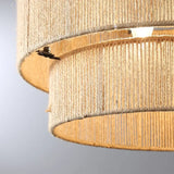 Qienn Rattan Double Drum Pendant Light