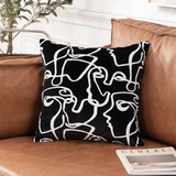 Abstract Contrast White Curve Cushion