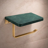Luxury marble toilet roll holder with brushed gold finish