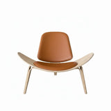 Modern chair with brown seat and backrest on a white background
